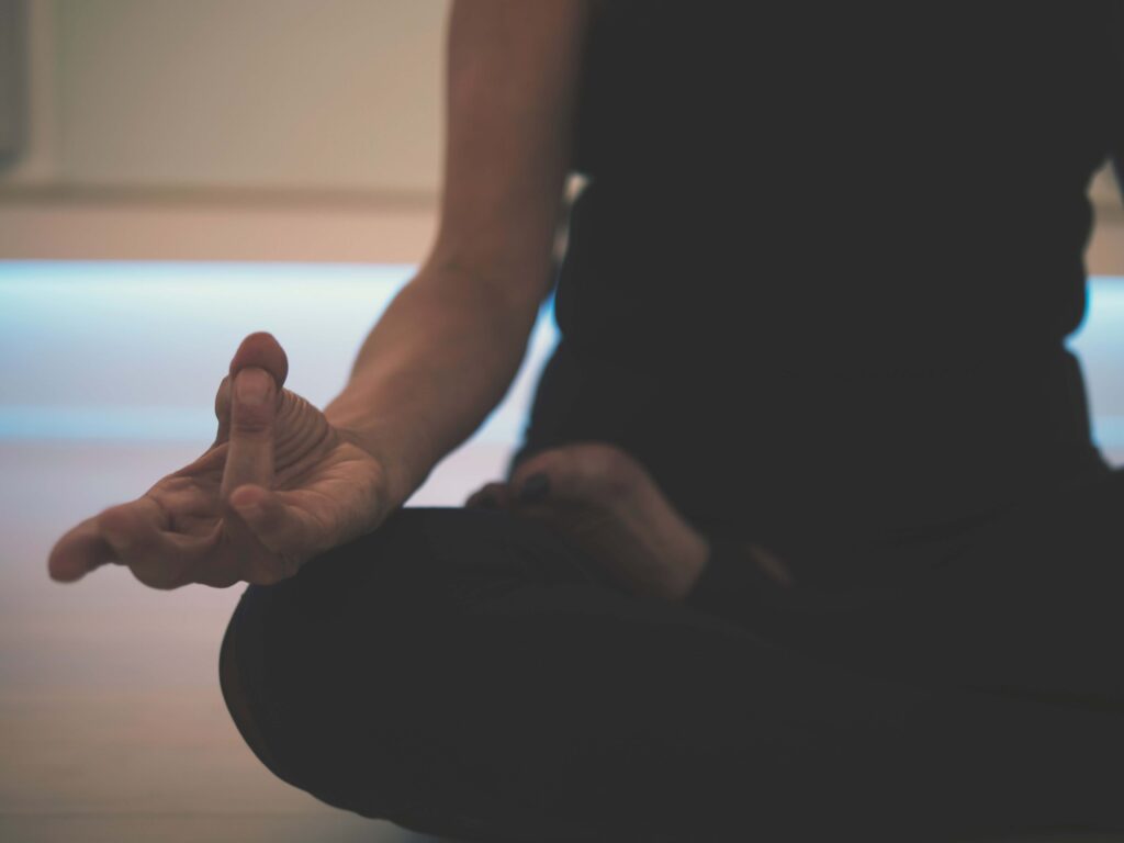 woman meditating to a guided meditation