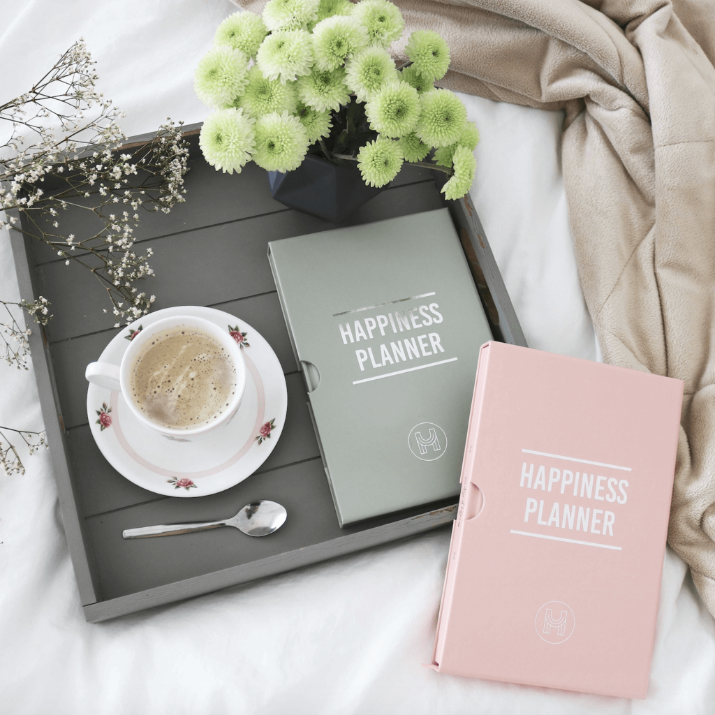 grey and pink happiness planners